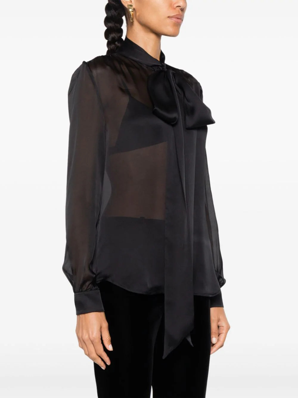 Saint Laurent Shirt With Lavallière Collar In Silk