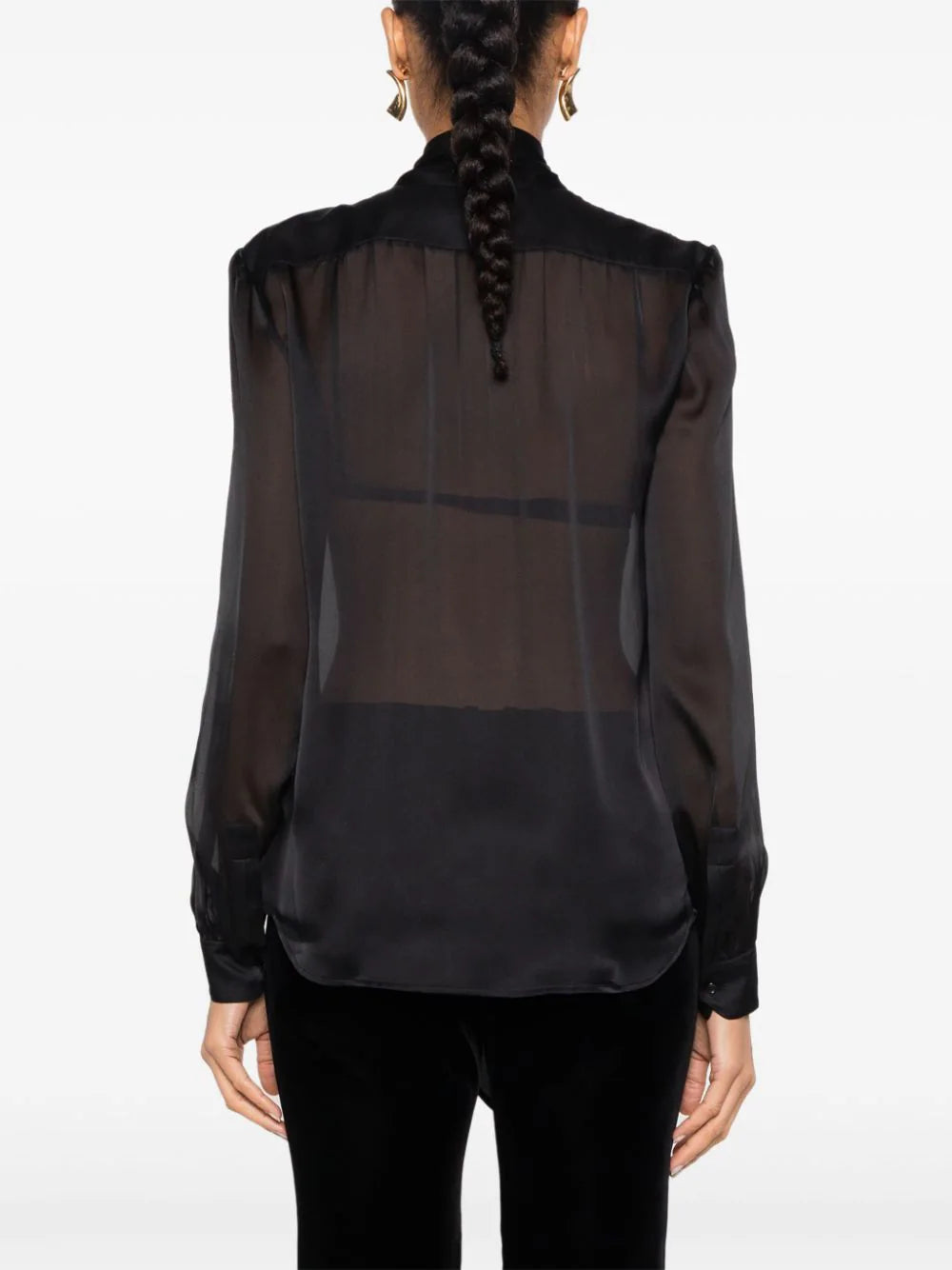 Saint Laurent Shirt With Lavallière Collar In Silk