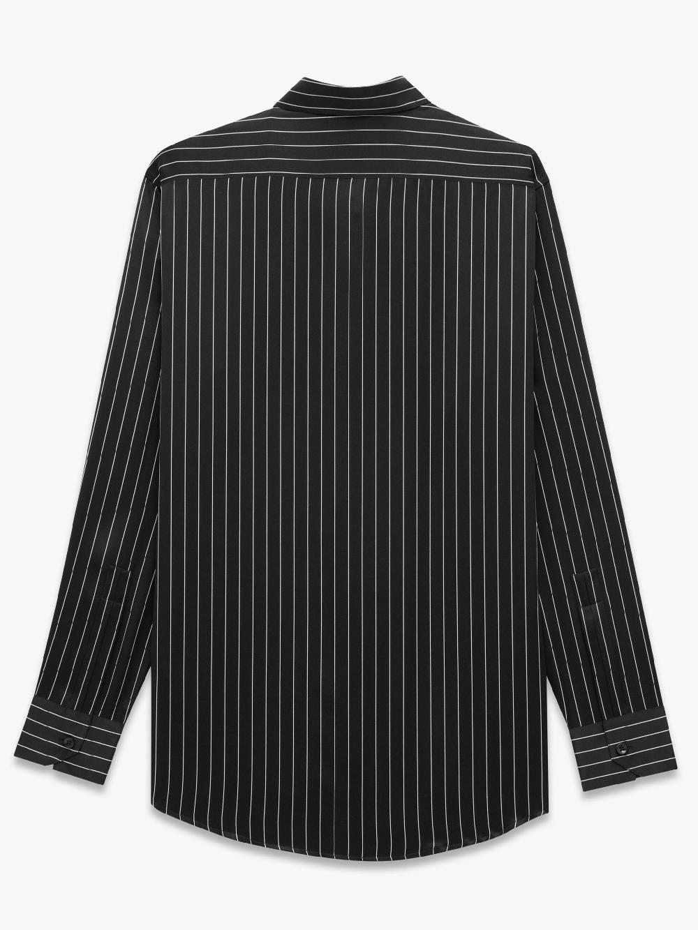 Saint Laurent Striped Shirt In Silk Satin