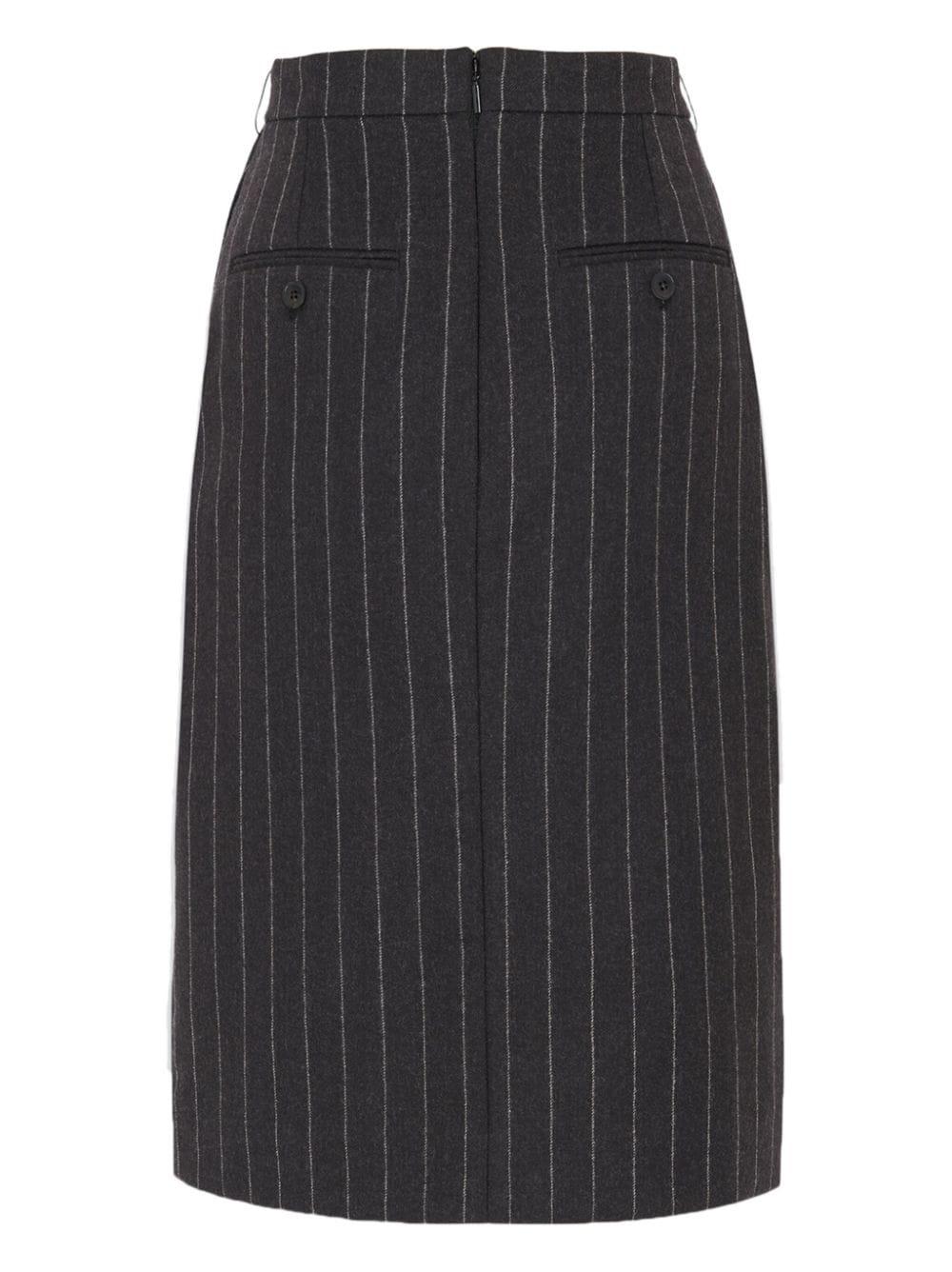 Saint Laurent Striped Wool Pencil Skirt