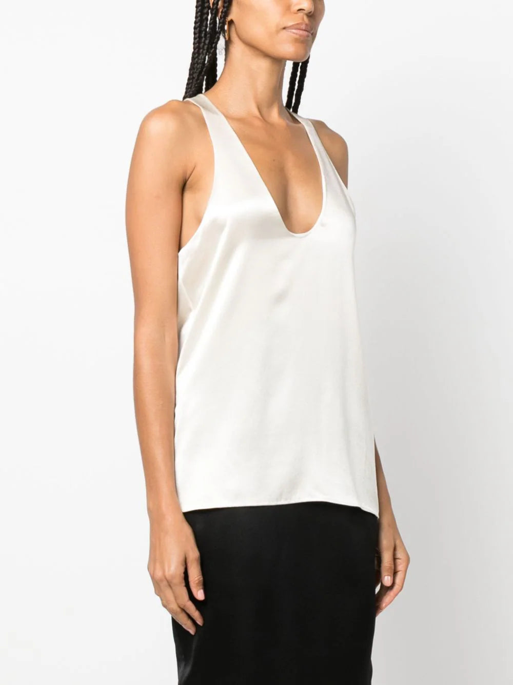 Saint Laurent Tank Top In Silk Satin Crepe