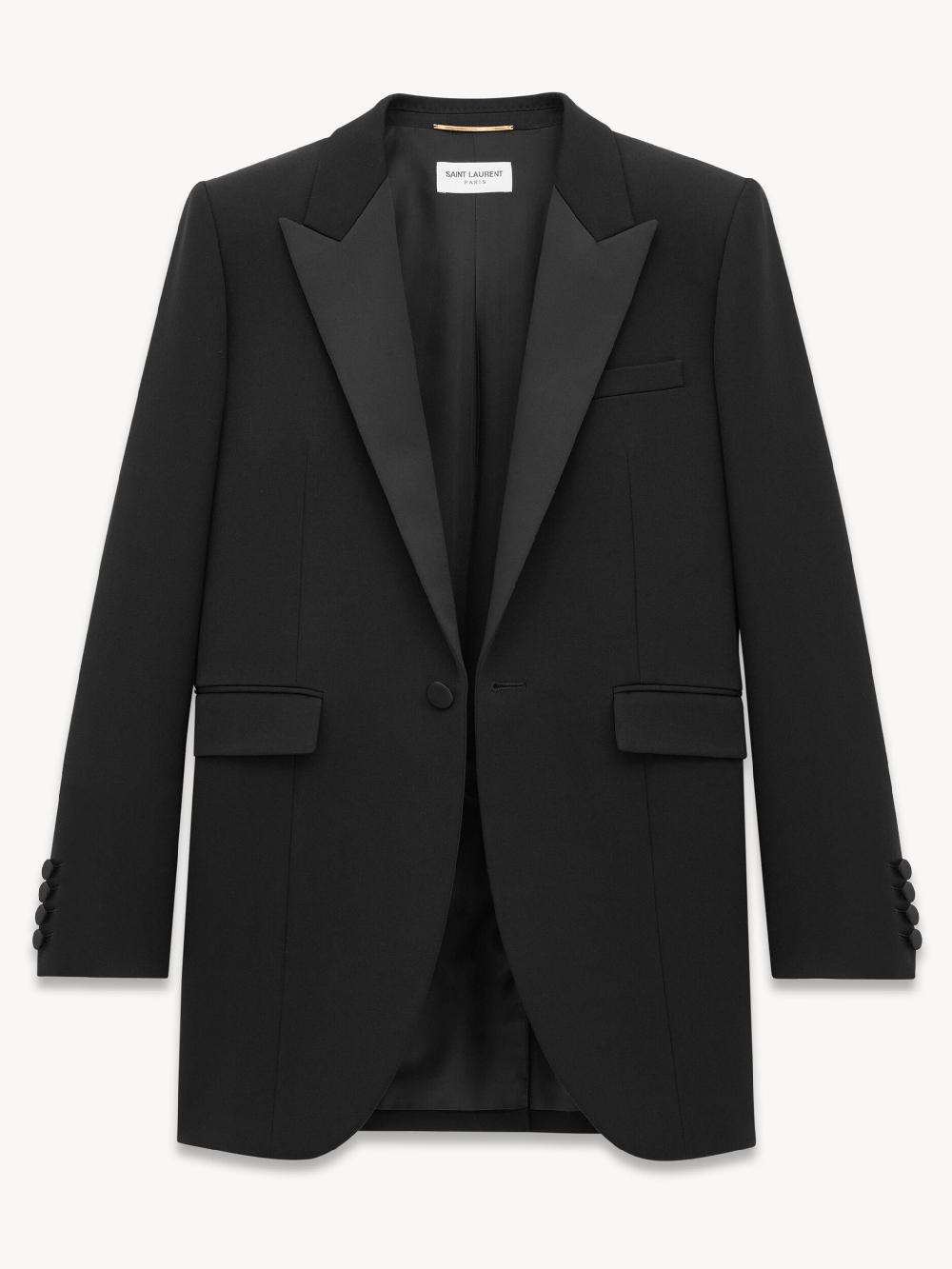 Saint Laurent Tuxedo Jacket In Grain De Poudre