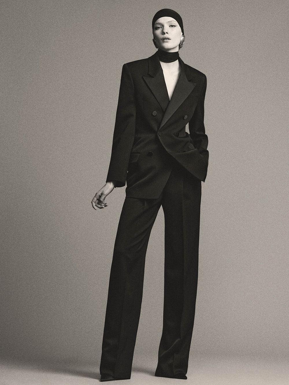 Saint Laurent Wide-leg Trousers In Grain De Poudre