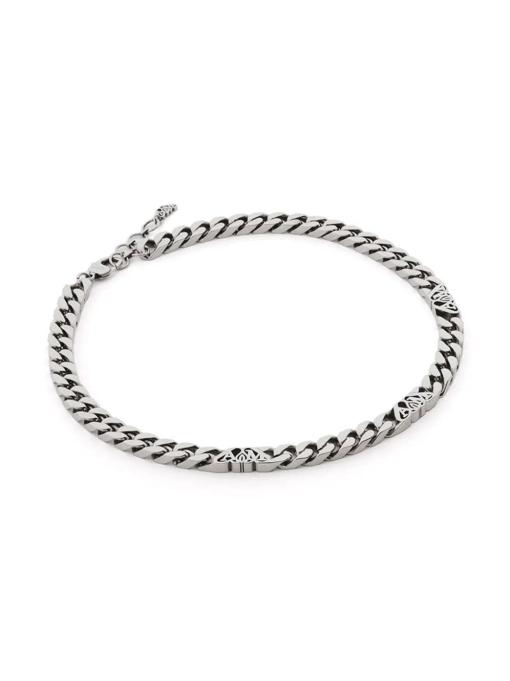 Alexander McQueen Seal Logo Chain Chocker In Antique Silver