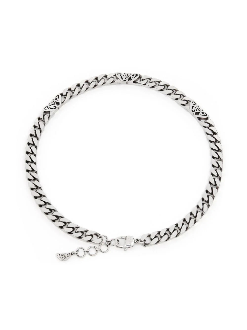 Alexander McQueen Seal Logo Chain Chocker In Antique Silver