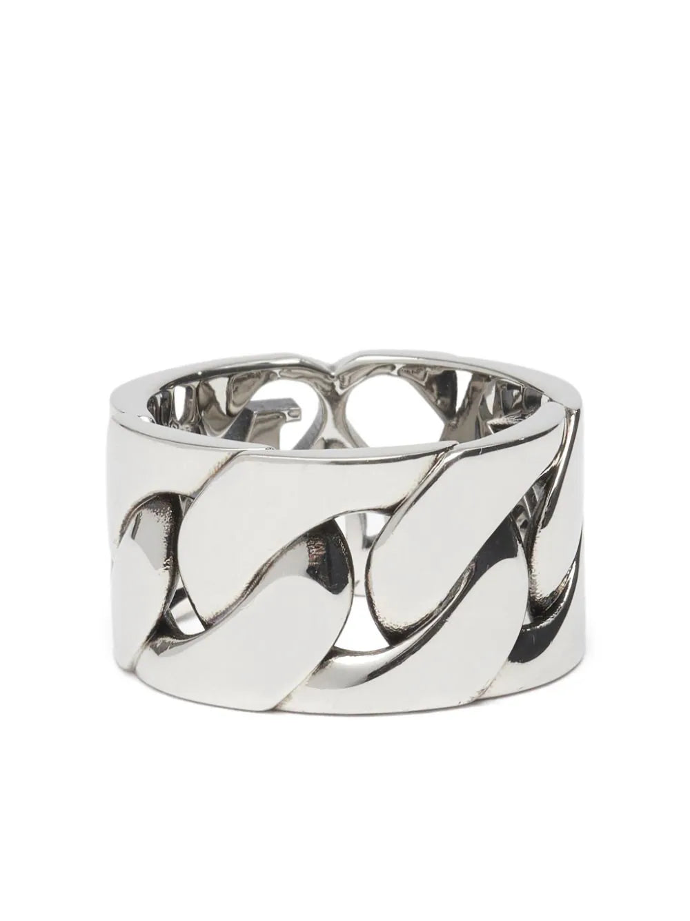 Alexander McQueen Seal Logo Chain Ring In Antique Silver