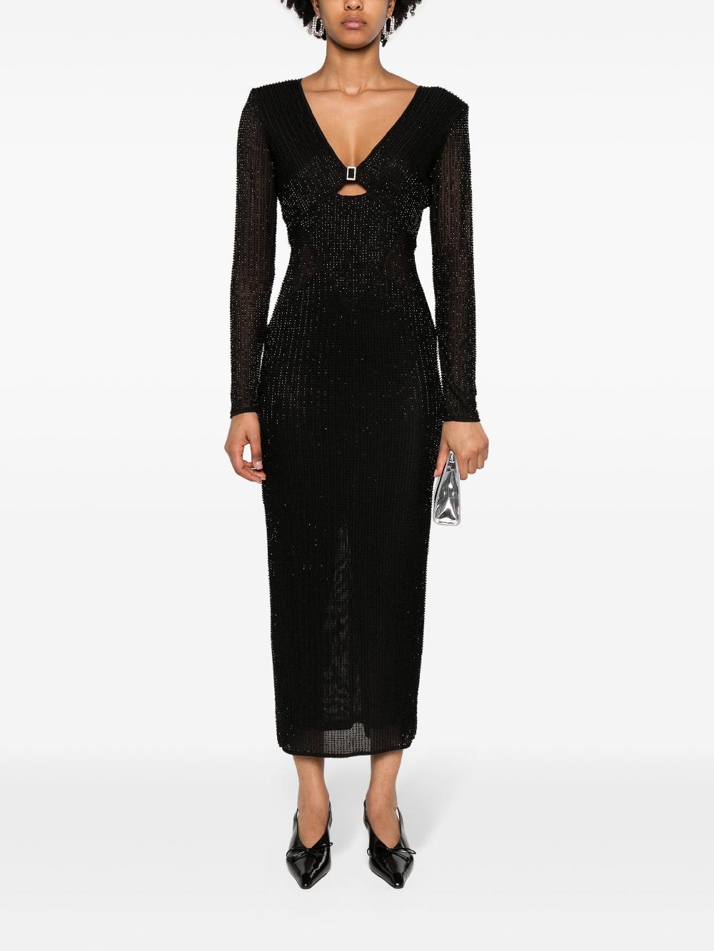 SELF PORTRAIT Beaded Mesh Midi Dress