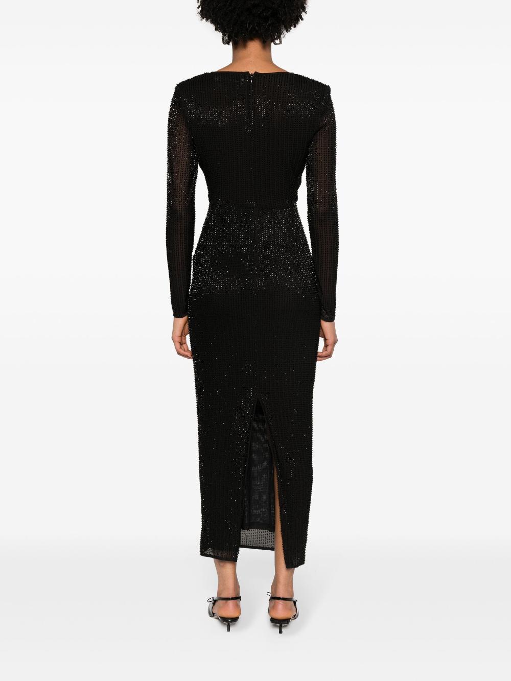 SELF PORTRAIT Beaded Mesh Midi Dress