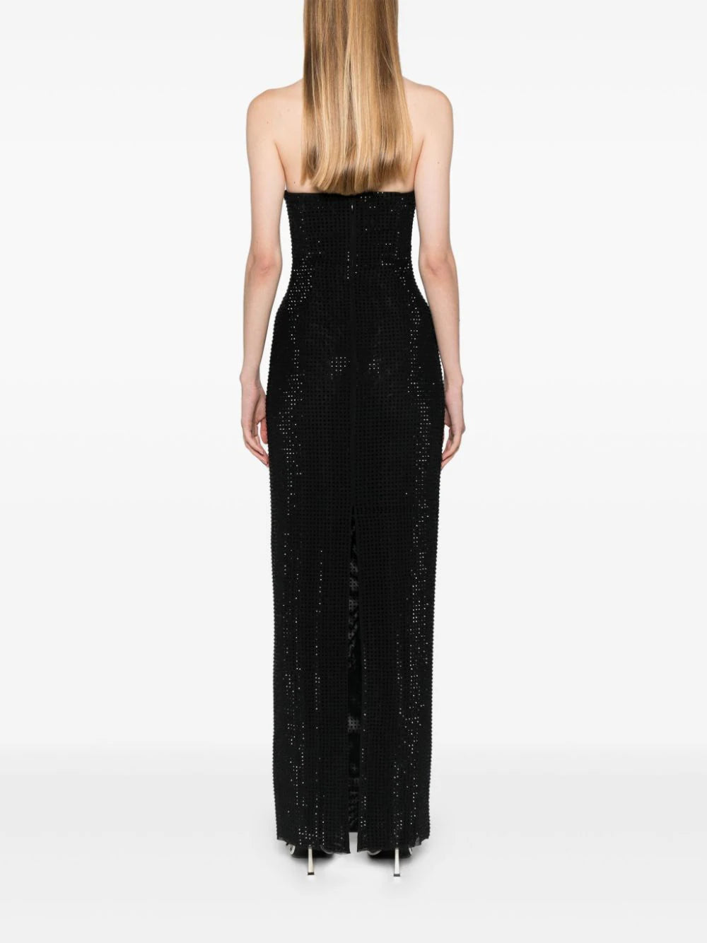 SELF PORTRAIT Black Jersey Rhinestone Maxi Dress