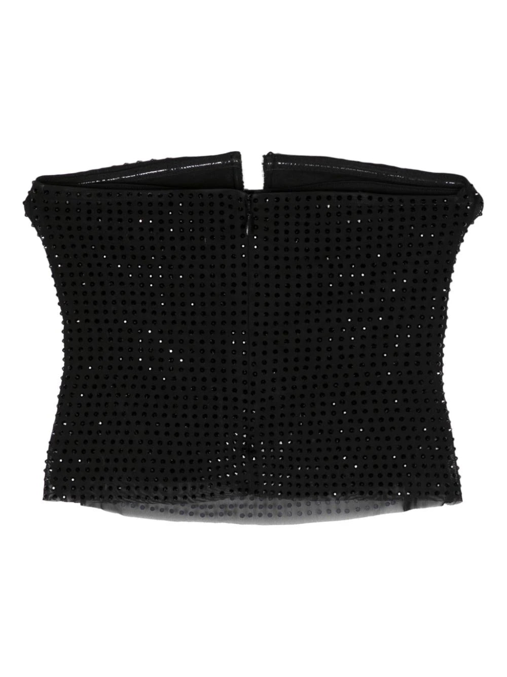 SELF PORTRAIT Black Jersey Rhinestone Top