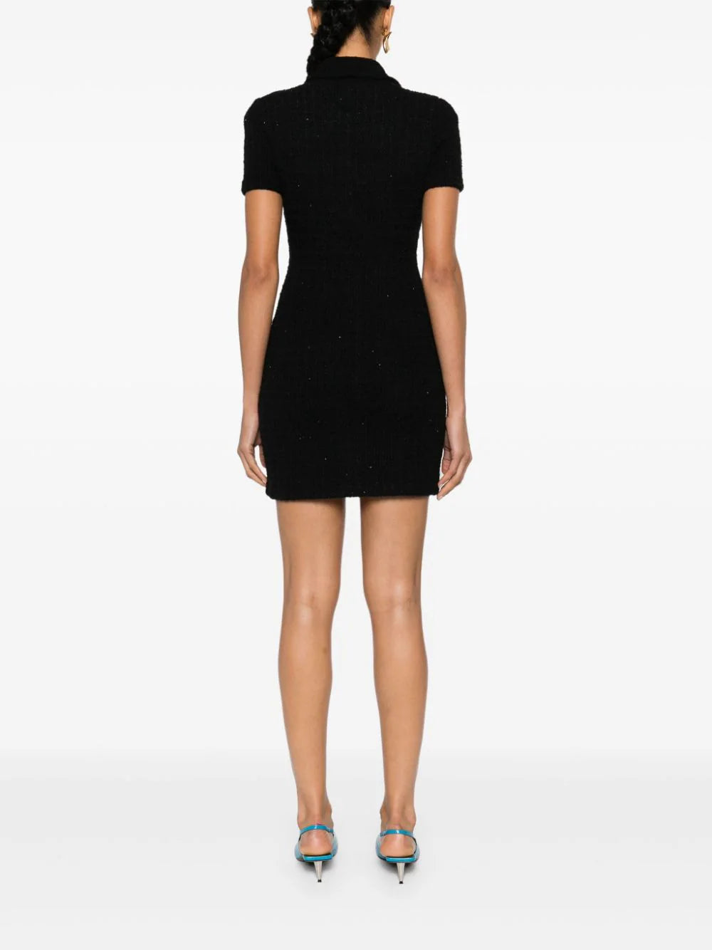 SELF PORTRAIT Black Jewel Button Knit Mini Dress