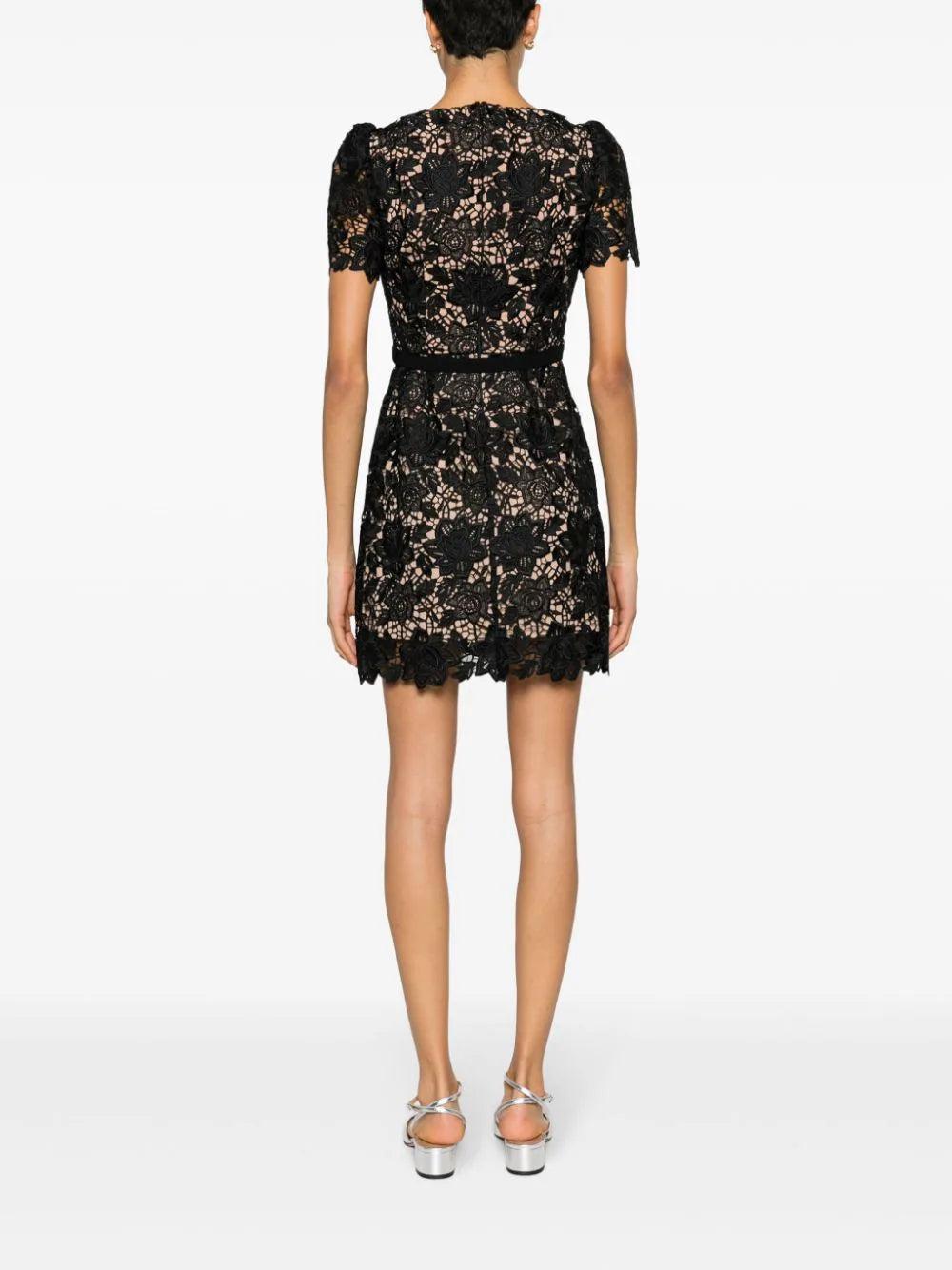 SELF PORTRAIT Black Lace Open Neck Mini Dress