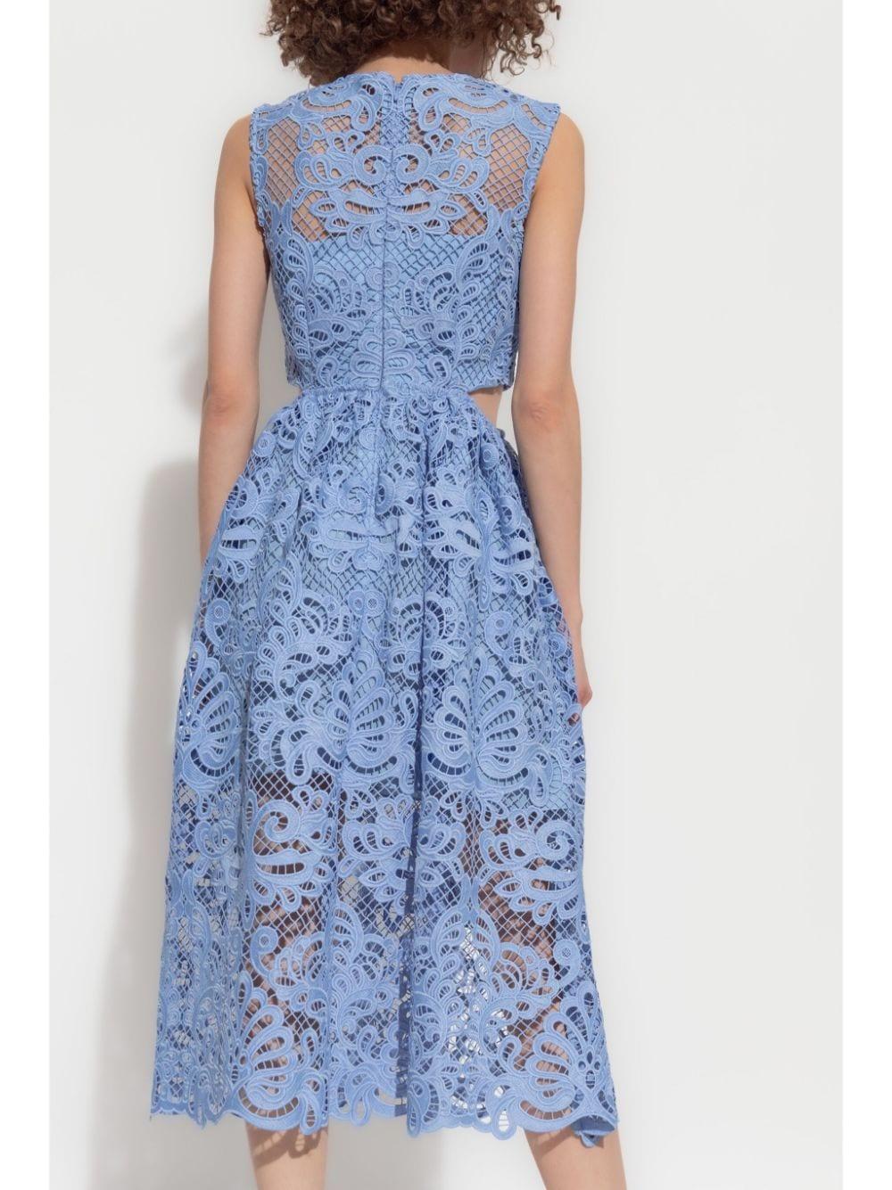 SELF PORTRAIT Blue Lace Cut Out Midi Dress