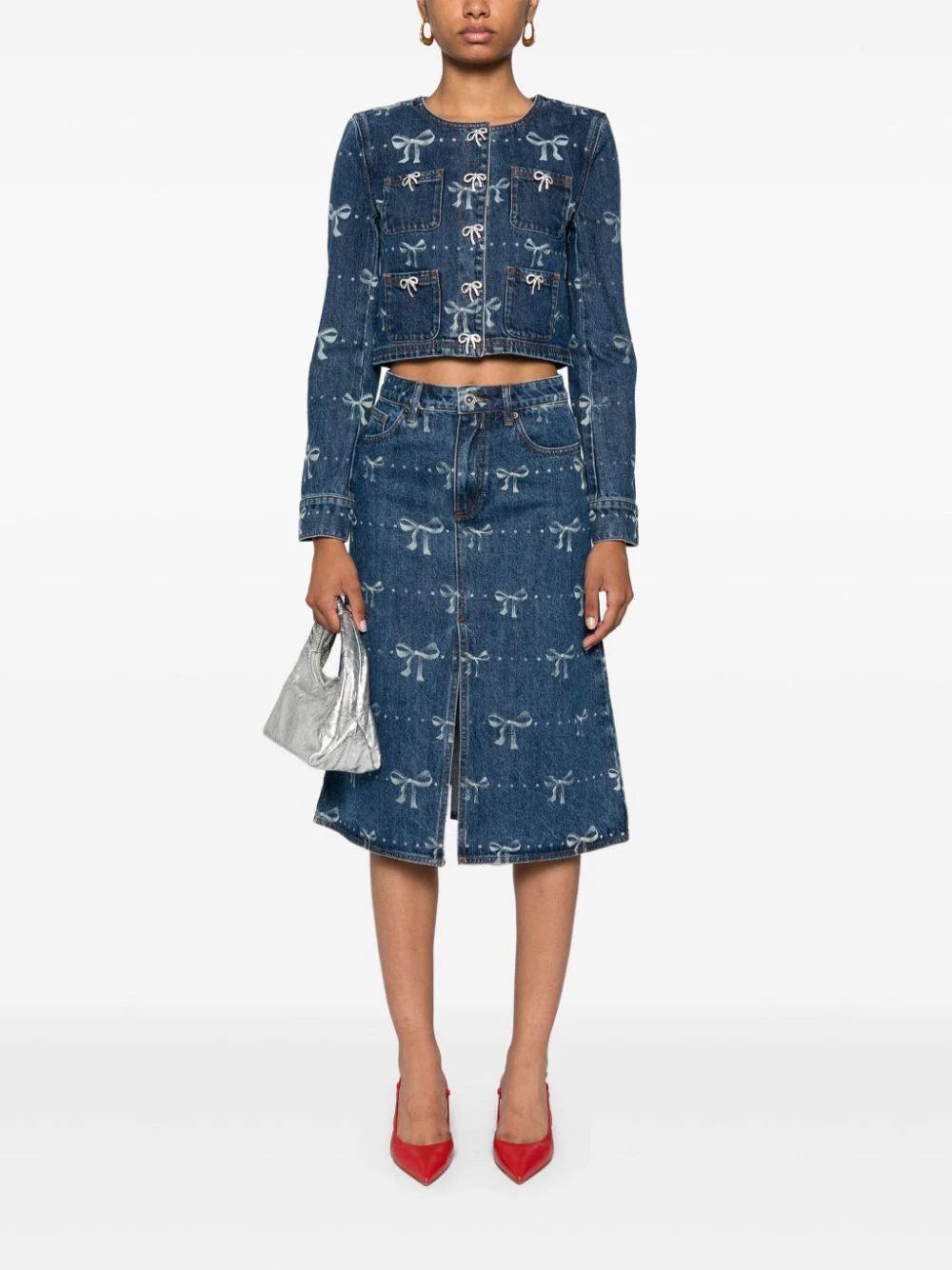 SELF PORTRAIT Bow Denim Jacket