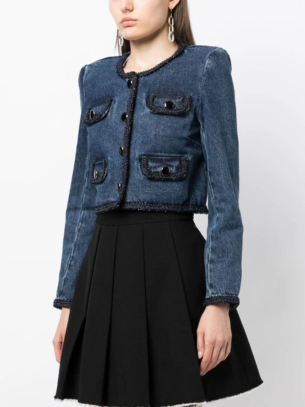 SELF PORTRAIT Braid Detail Denim Jacket