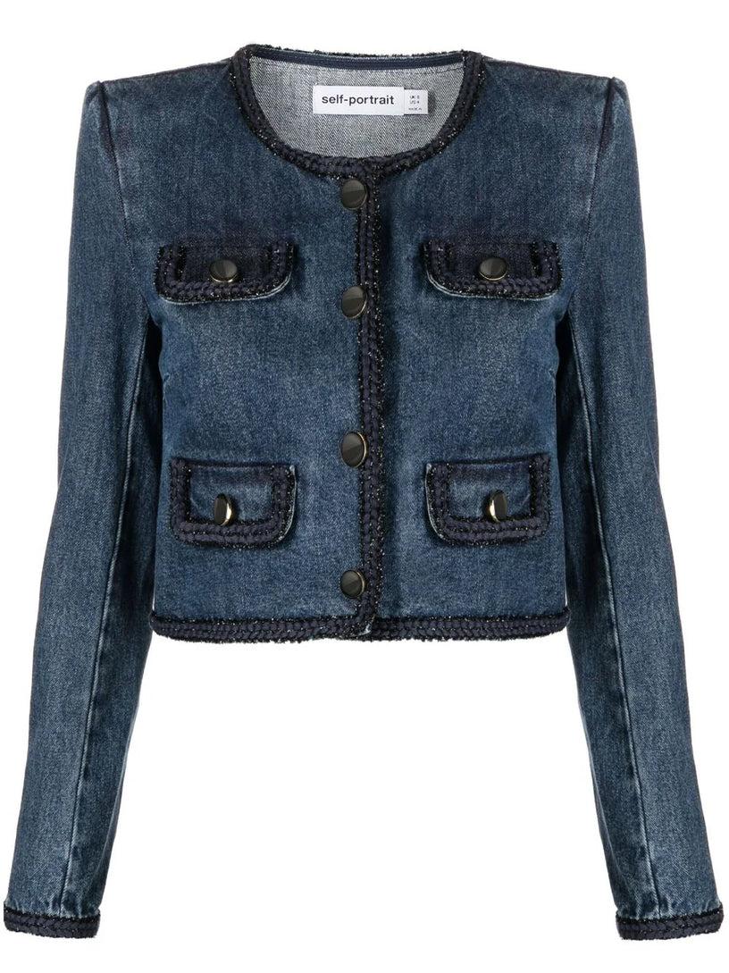 SELF PORTRAIT Braid detail denim jacket