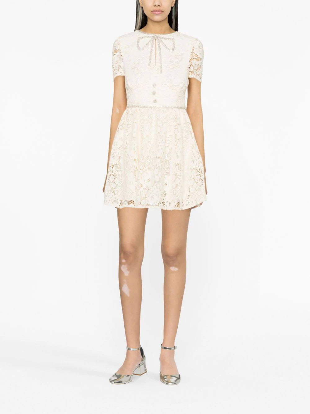 SELF PORTRAIT Cord Lace Bow Mini Dress