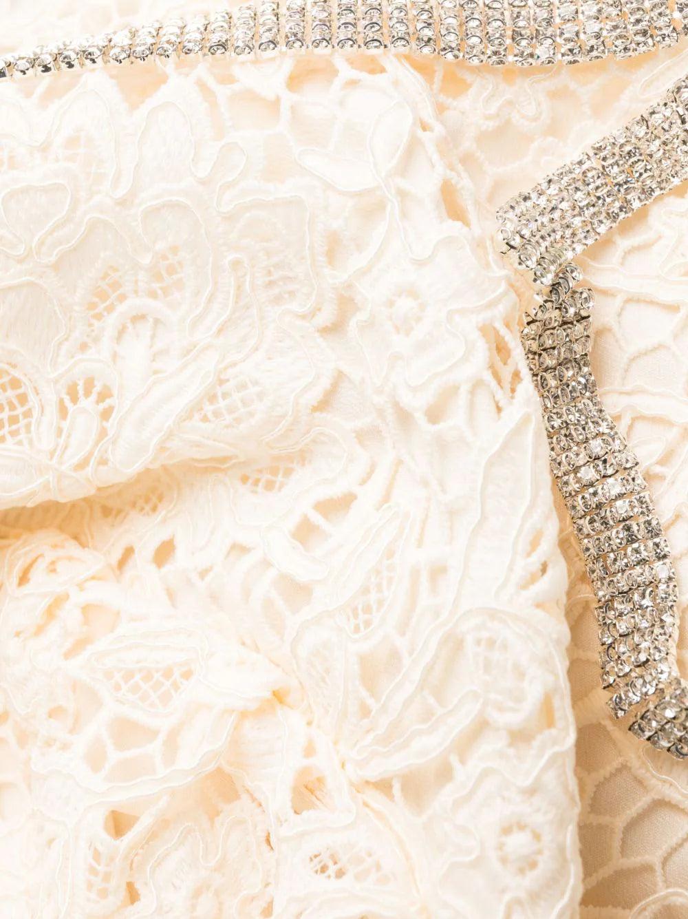 SELF PORTRAIT Cord Lace Bow Mini Dress