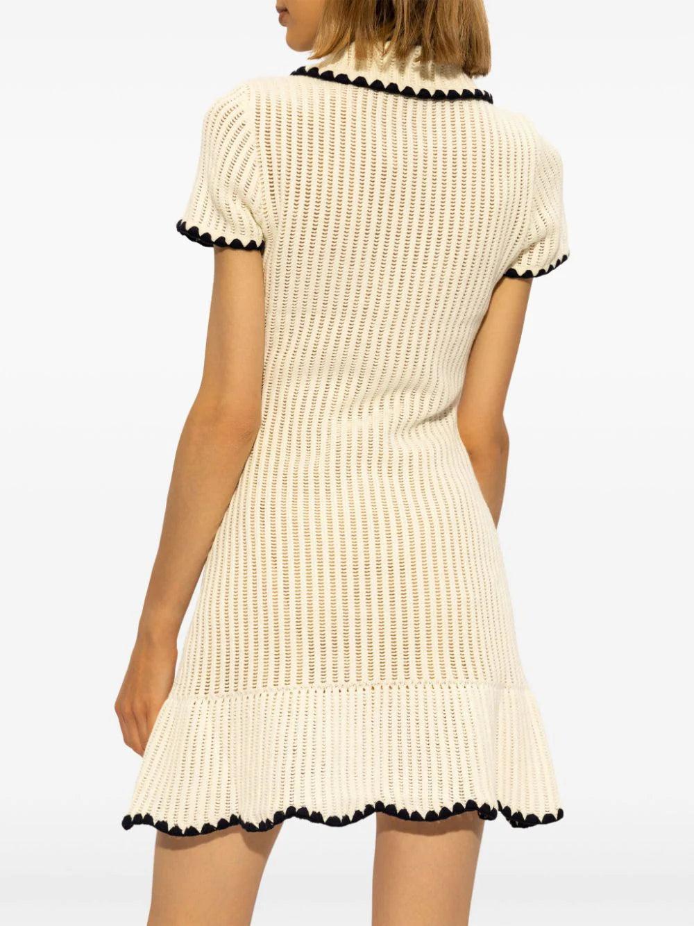 SELF PORTRAIT Cream Crochet Collared Mini Dress