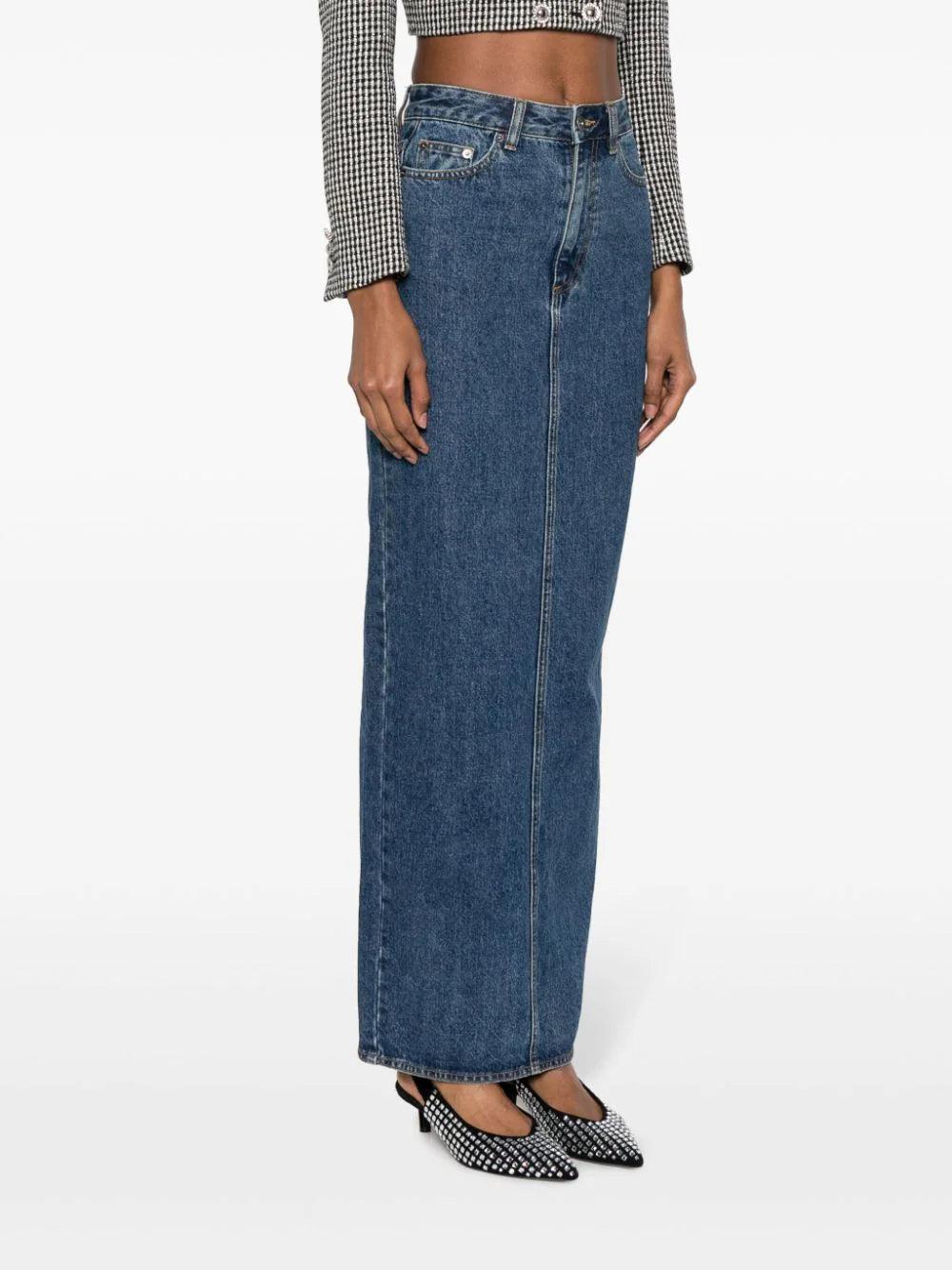 SELF PORTRAIT Denim Maxi Skirt