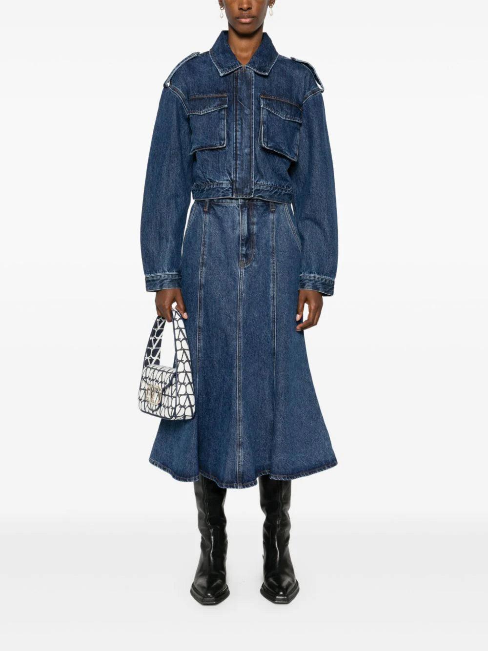 SELF PORTRAIT Denim Utility Cropped Jacket