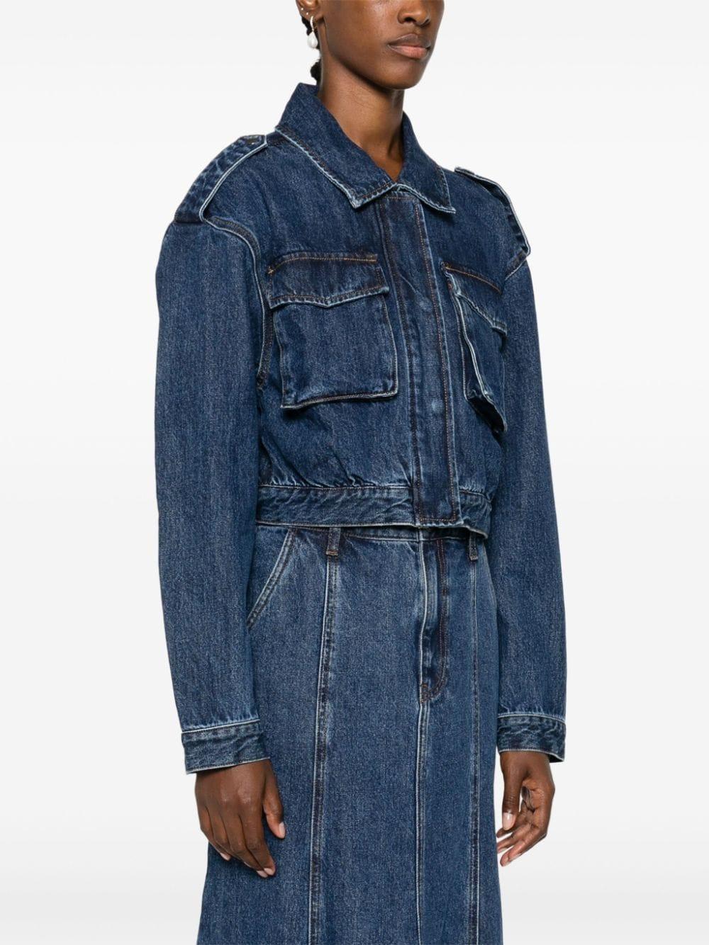 SELF PORTRAIT Denim Utility Cropped Jacket
