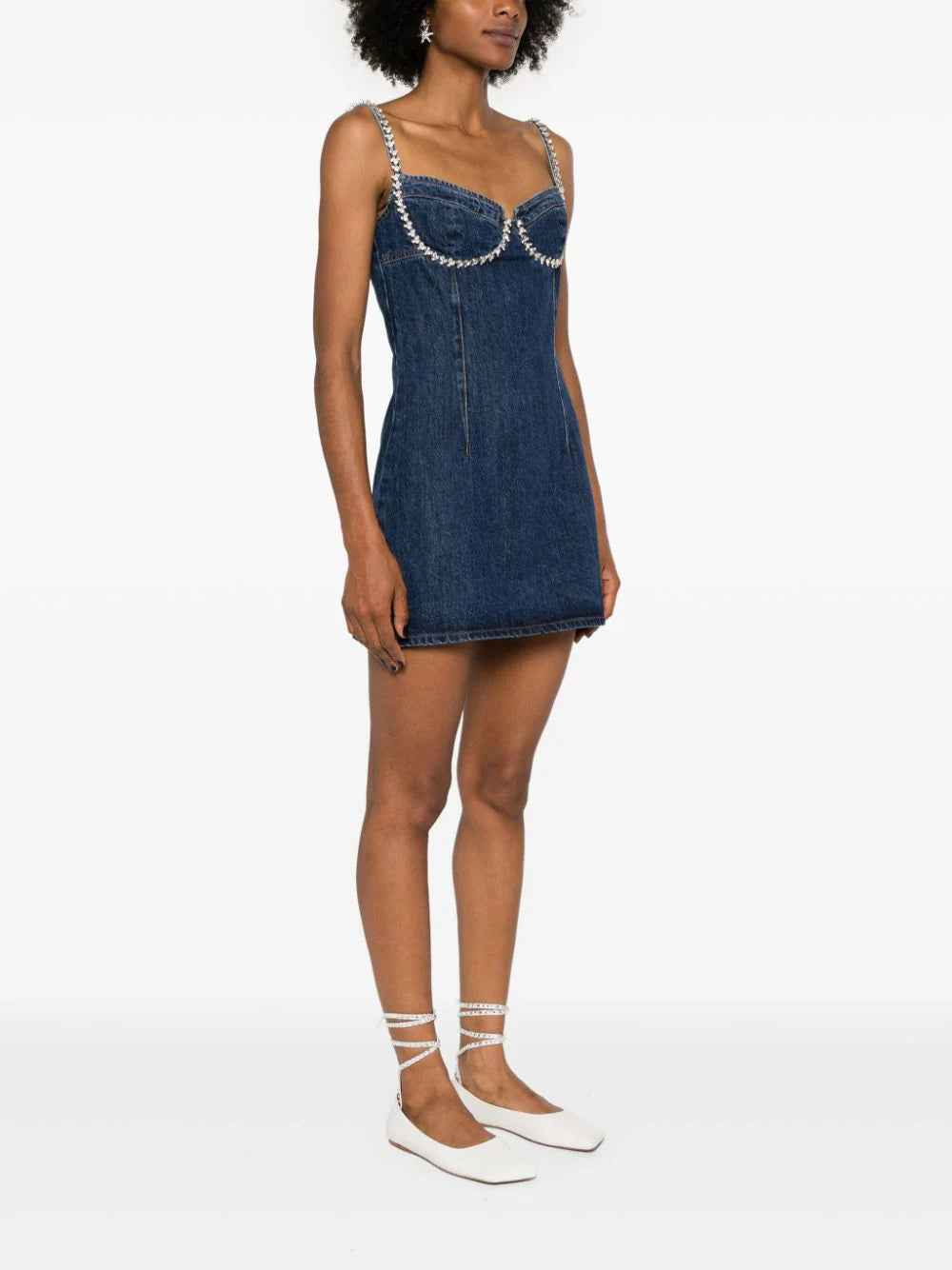SELF PORTRAIT Diamante Denim Mini Dress