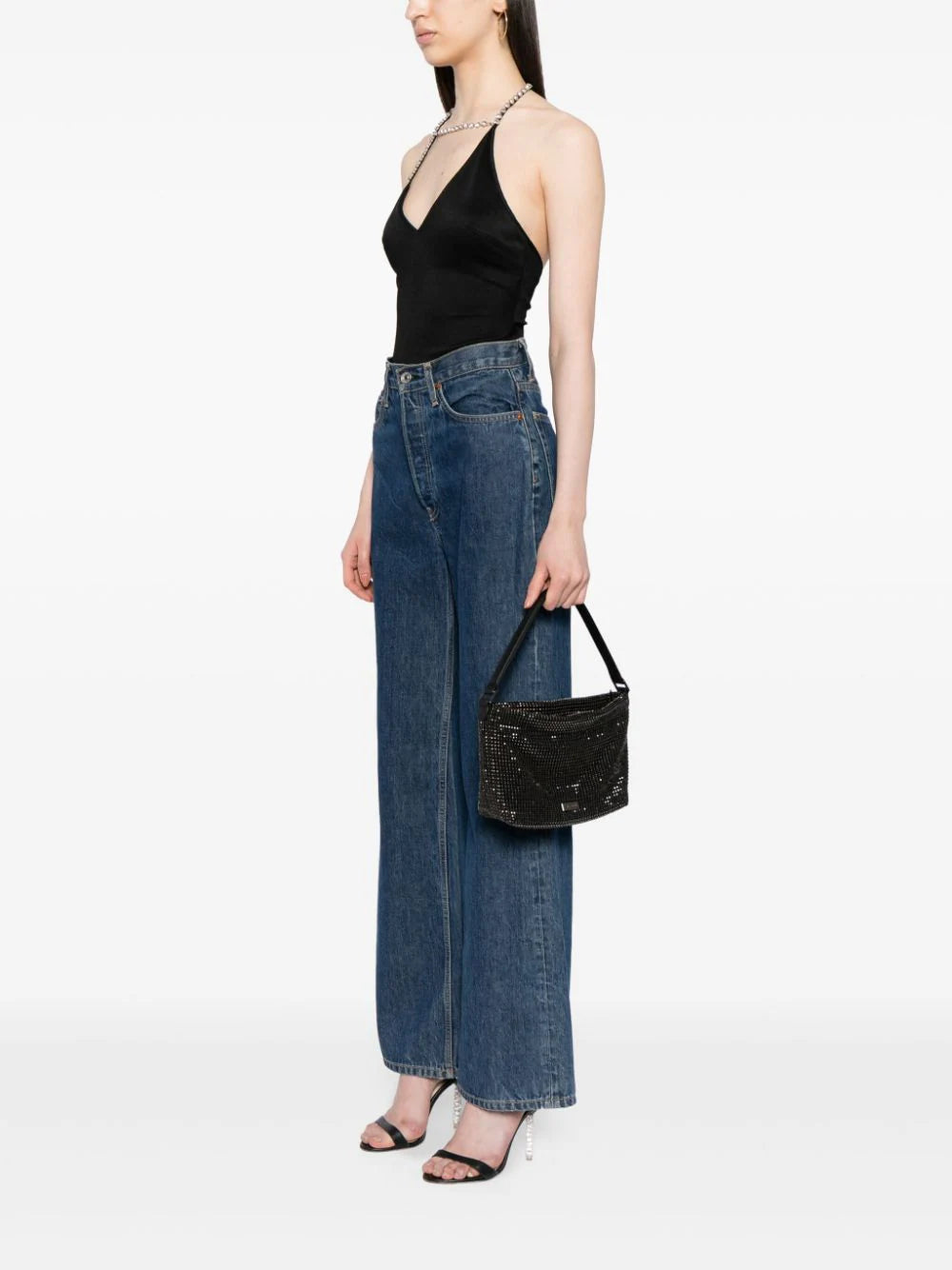 SELF PORTRAIT Diamante Medium Hobo Bag