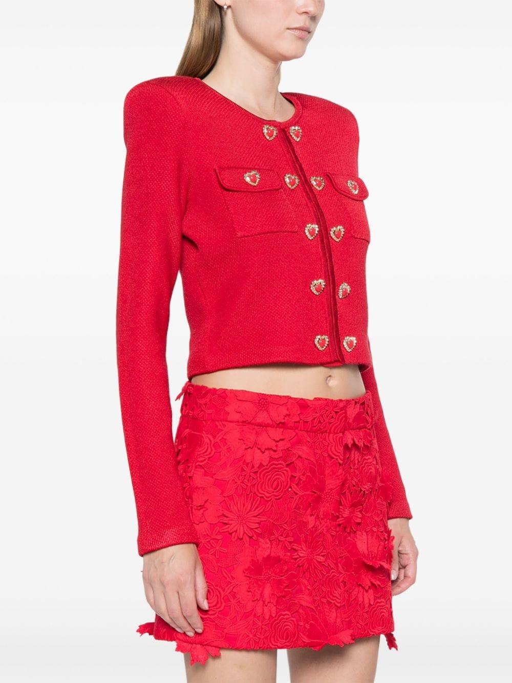 SELF PORTRAIT Heart Buttoned Cardigan