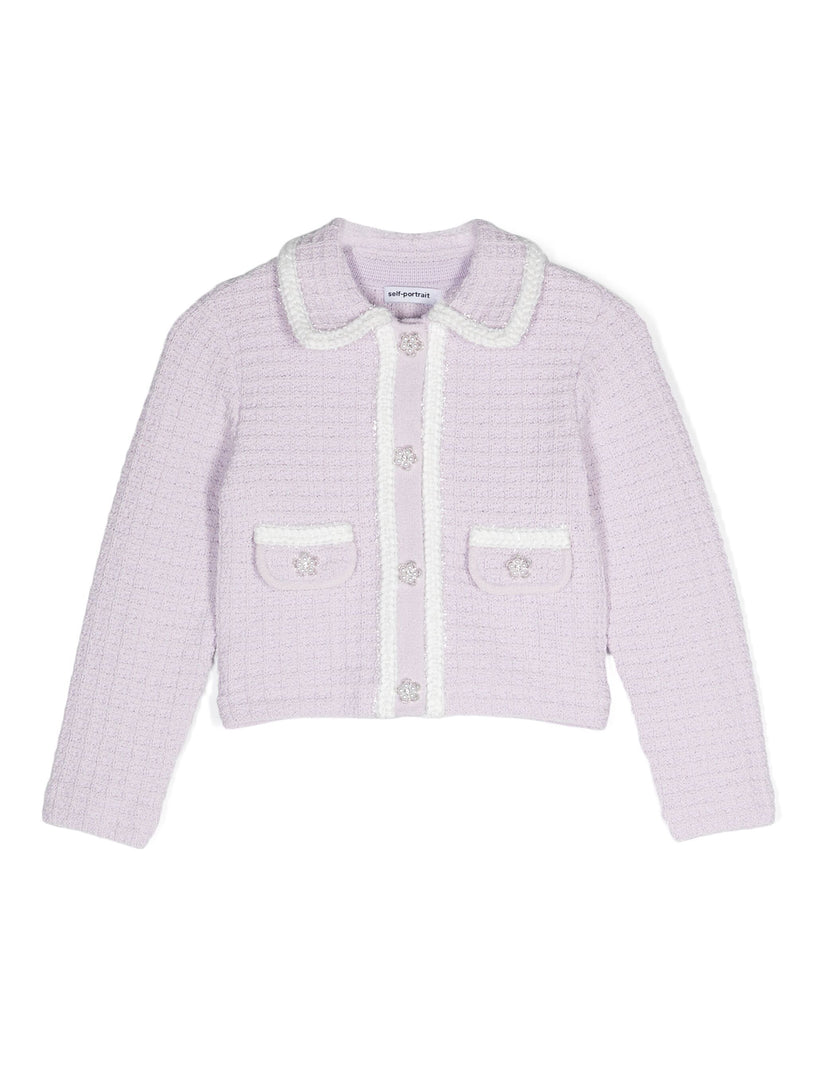 SELF PORTRAIT Kids Lilac knit cardigan