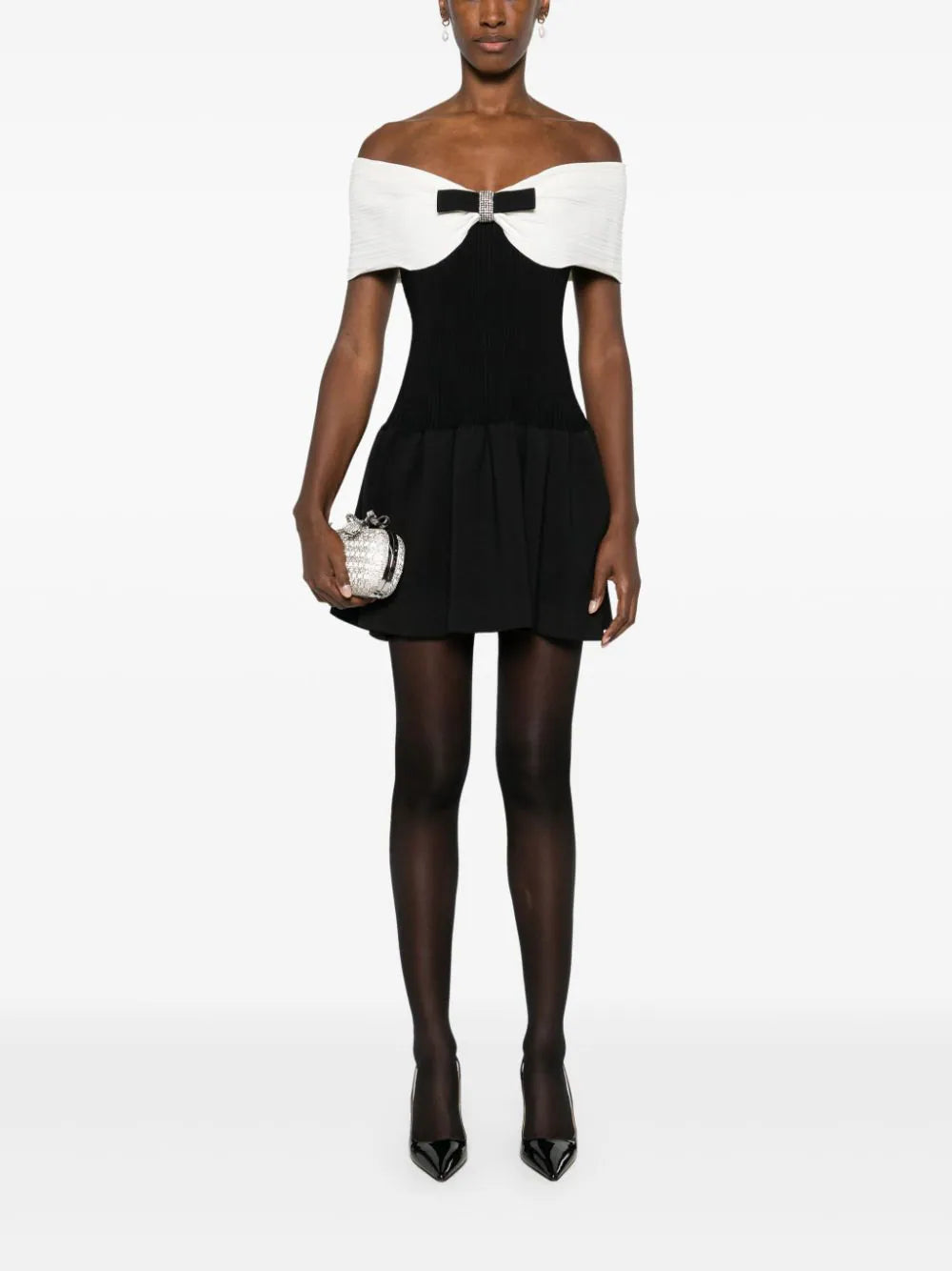 SELF PORTRAIT Knit Bow Mini Dress