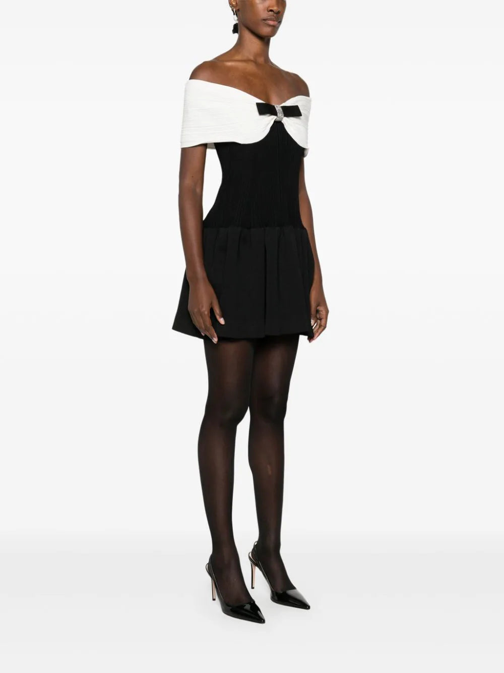 SELF PORTRAIT Knit Bow Mini Dress