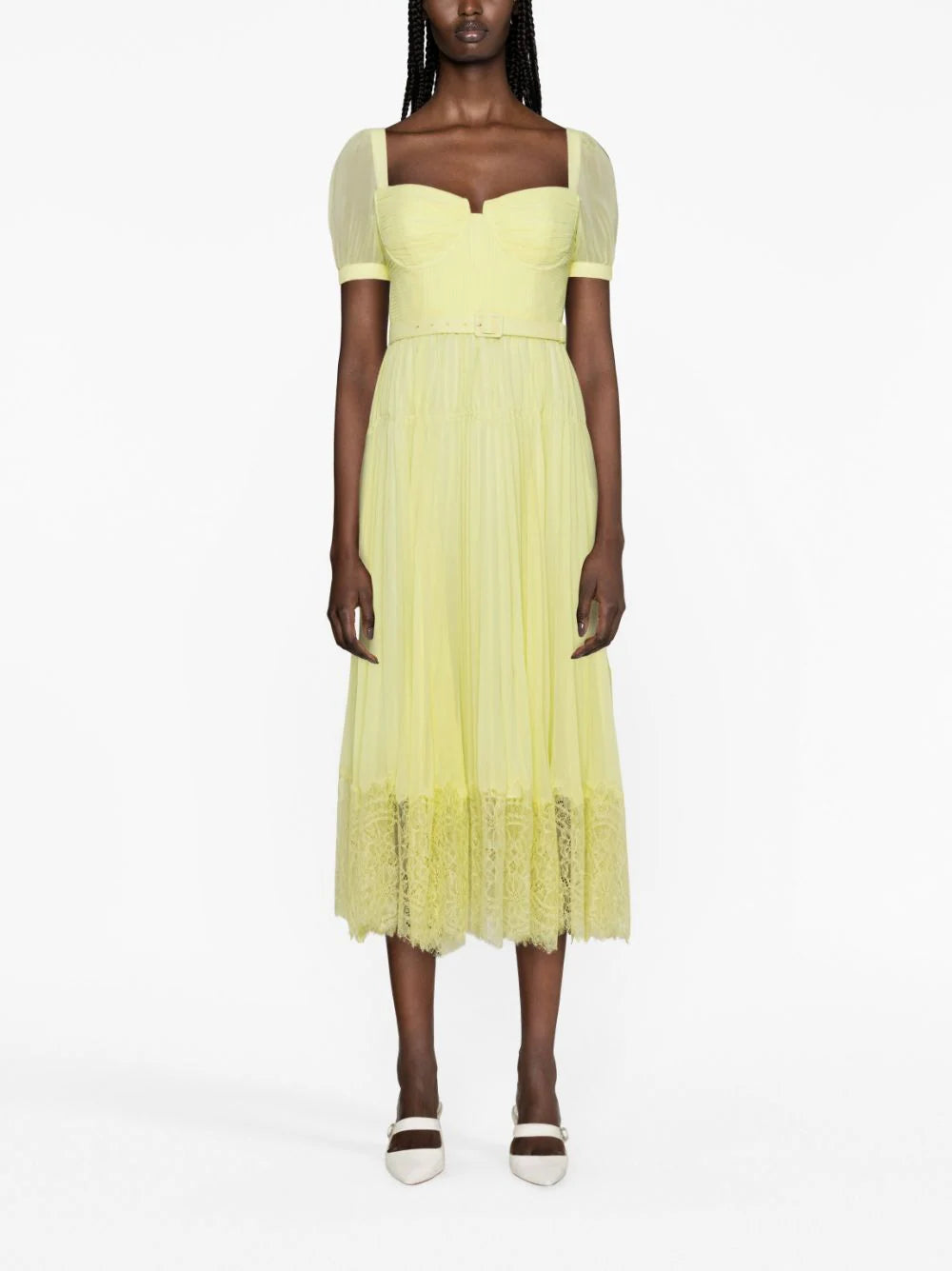 SELF PORTRAIT Lace Detail Midi Dress