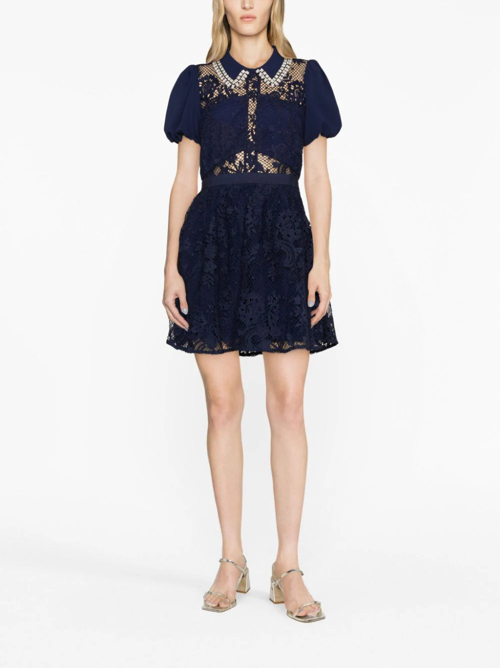 SELF PORTRAIT Lace Diamante Mini Dress