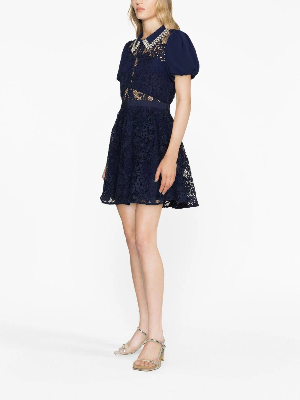 SELF PORTRAIT Lace Diamante Mini Dress
