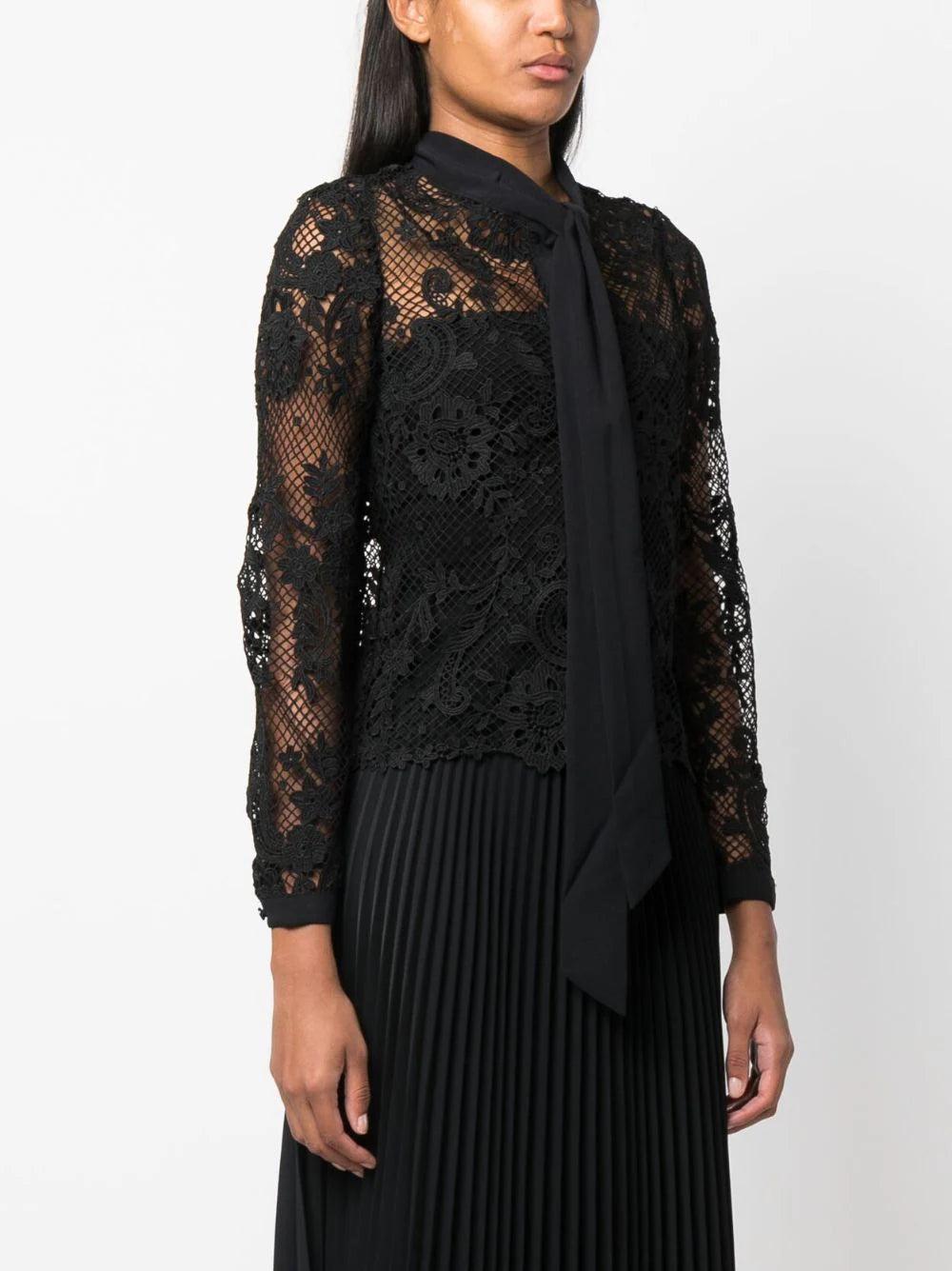 SELF PORTRAIT Lace Pussy Bow Shirt