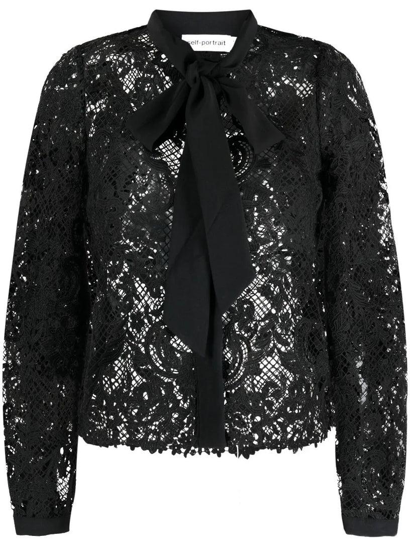 SELF PORTRAIT Lace pussy bow shirt