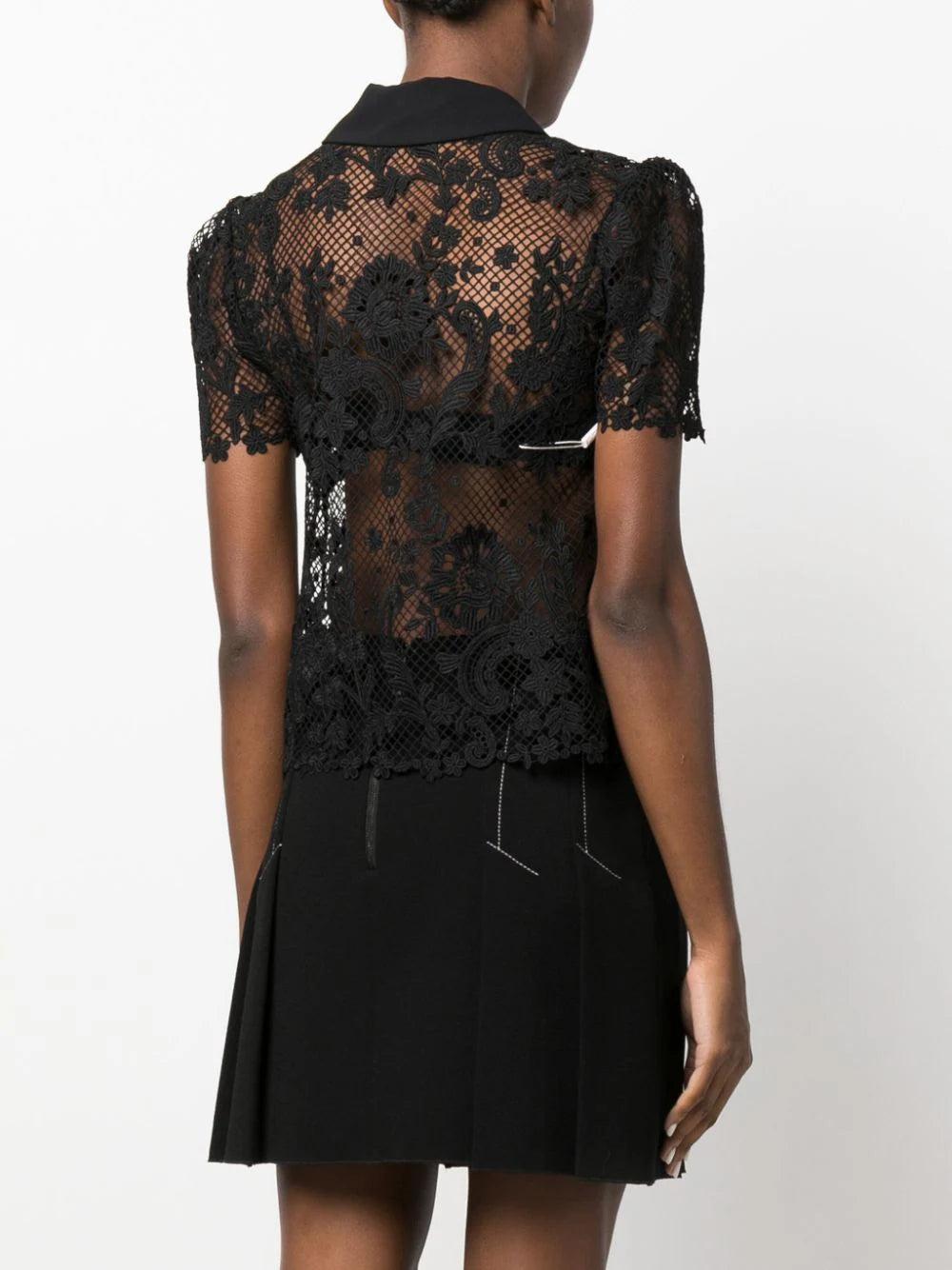 SELF PORTRAIT Lace Pussy Bow Top