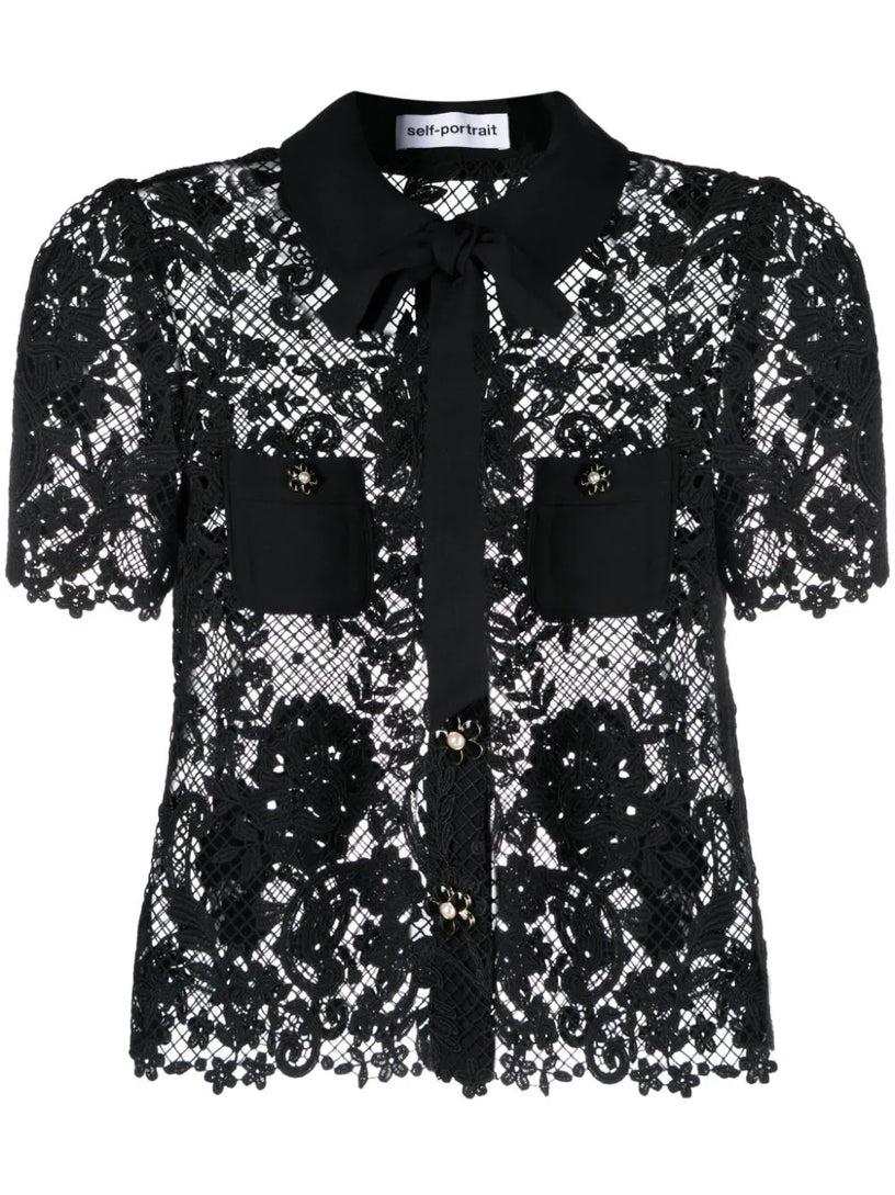 SELF PORTRAIT Lace pussy bow top