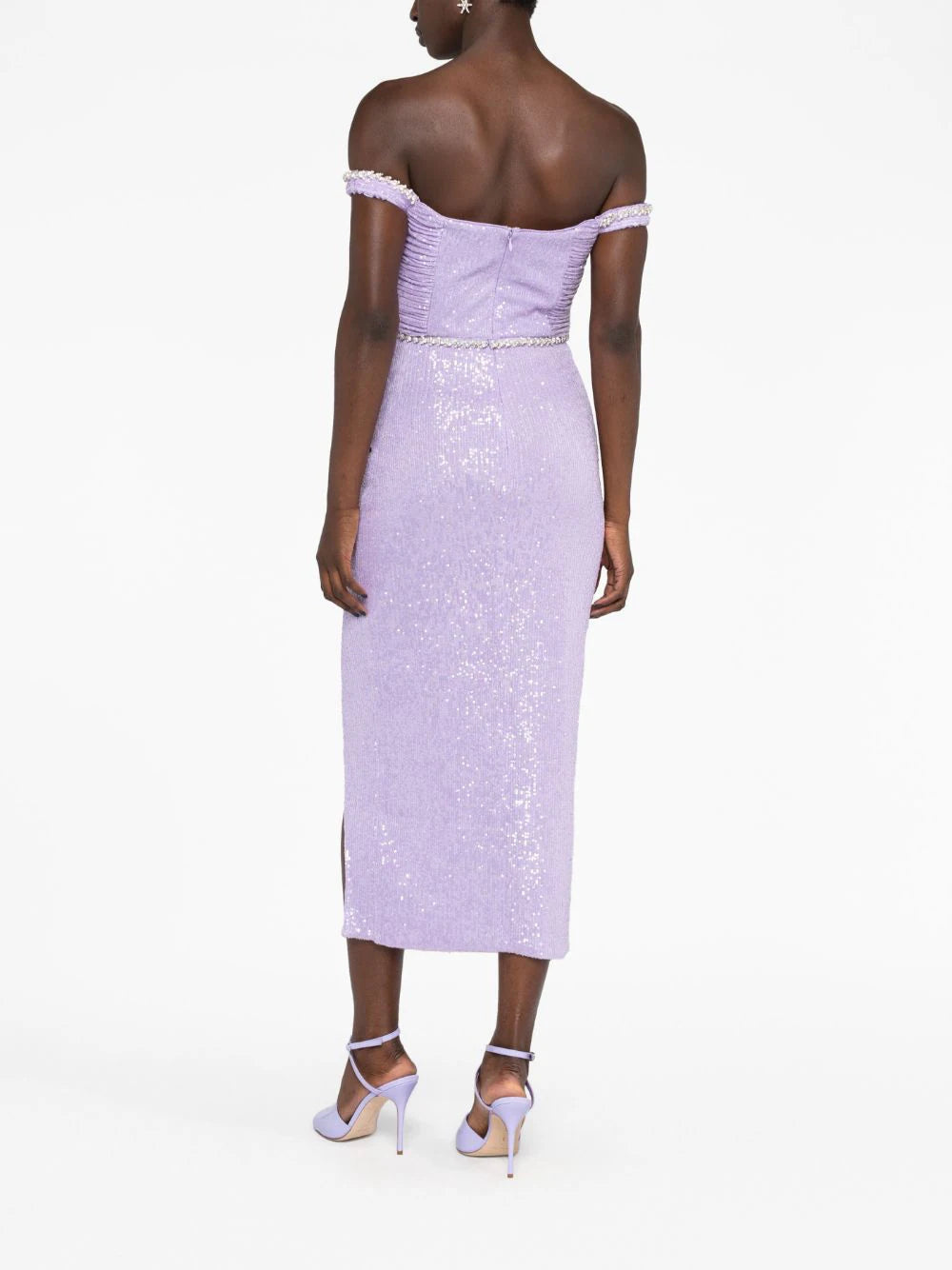 SELF PORTRAIT Lilac Sequin Midi Dress