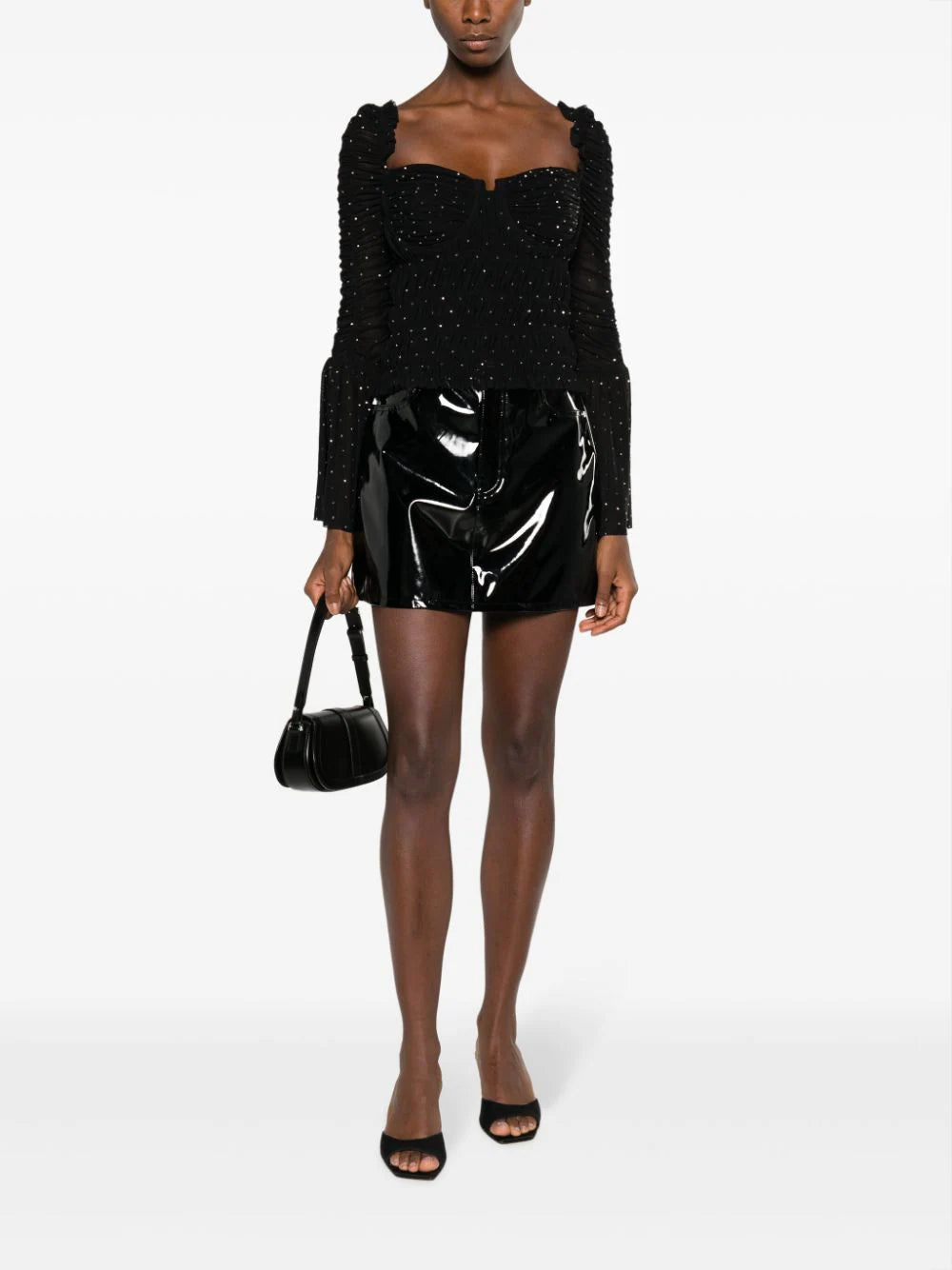 SELF PORTRAIT Mesh Rhinestone Top