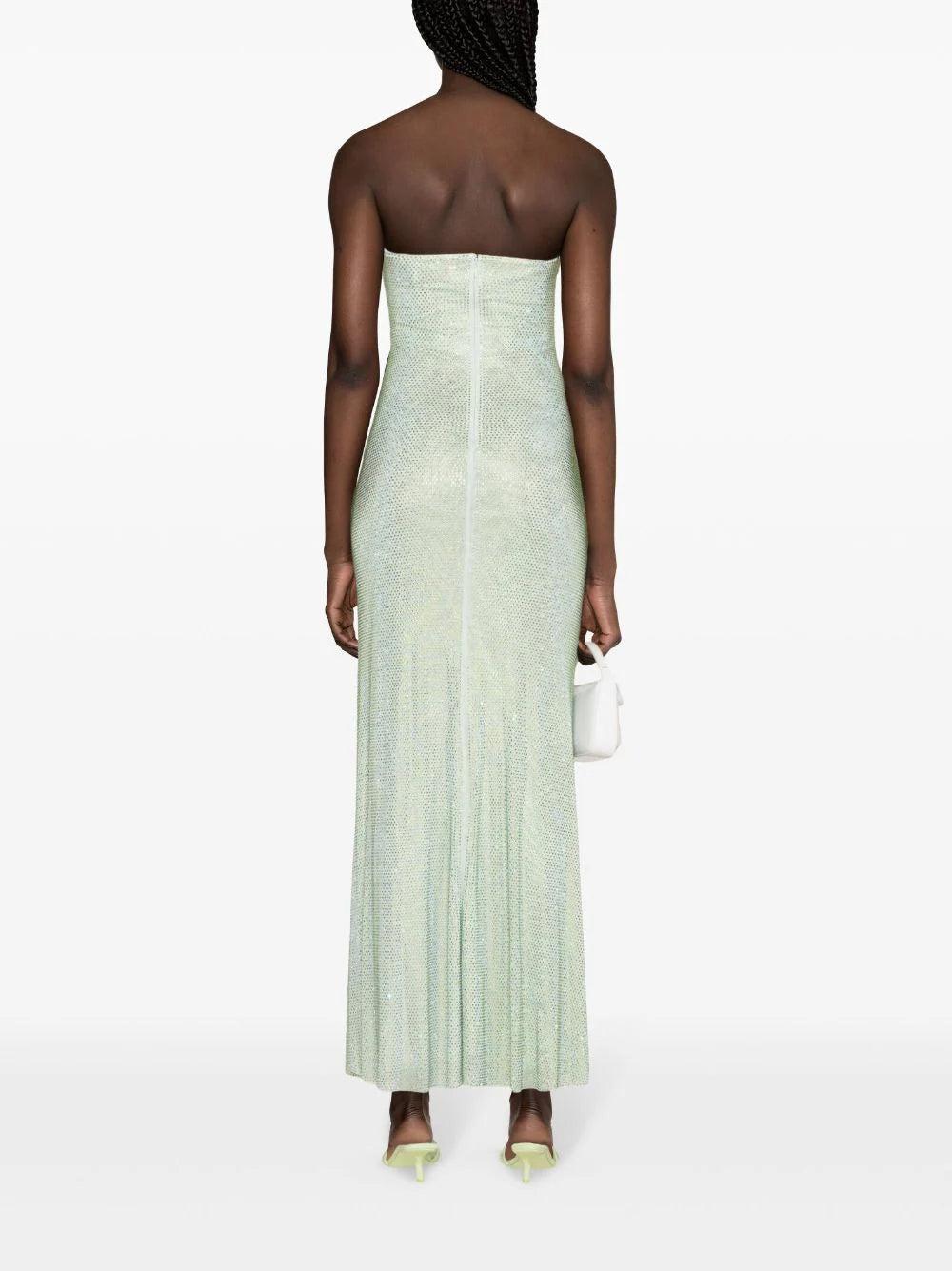 SELF PORTRAIT Mint Rhinestone Strapless Maxi Dress