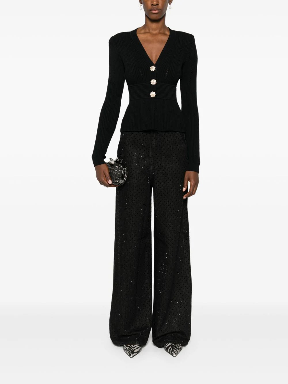 SELF PORTRAIT Pointelle Knit Top