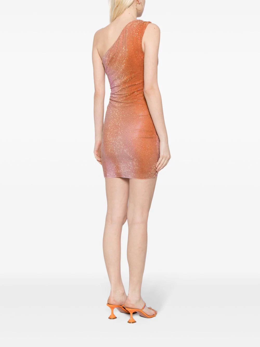 SELF PORTRAIT Printed Mesh Rhinestone Mini Dress