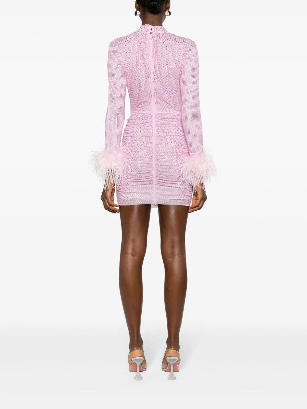 SELF PORTRAIT Rhinestone Feather Mini Dress