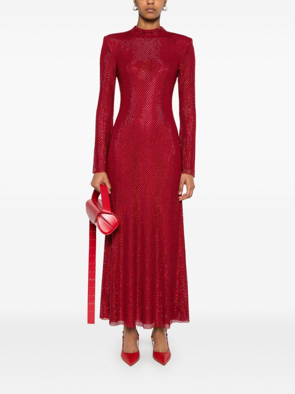 SELF PORTRAIT Rhinestone Fishnet Midi Dress