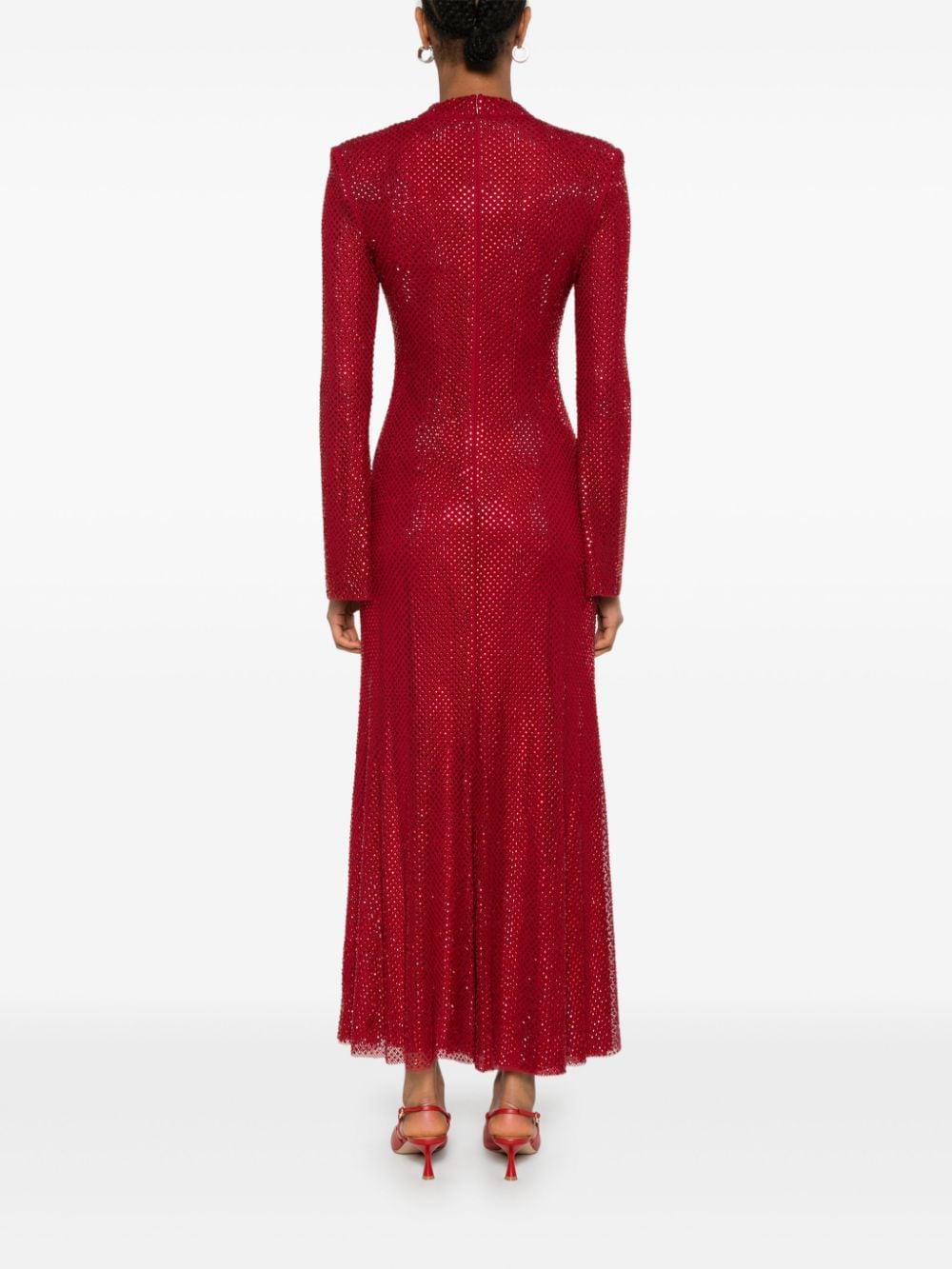 SELF PORTRAIT Rhinestone Fishnet Midi Dress