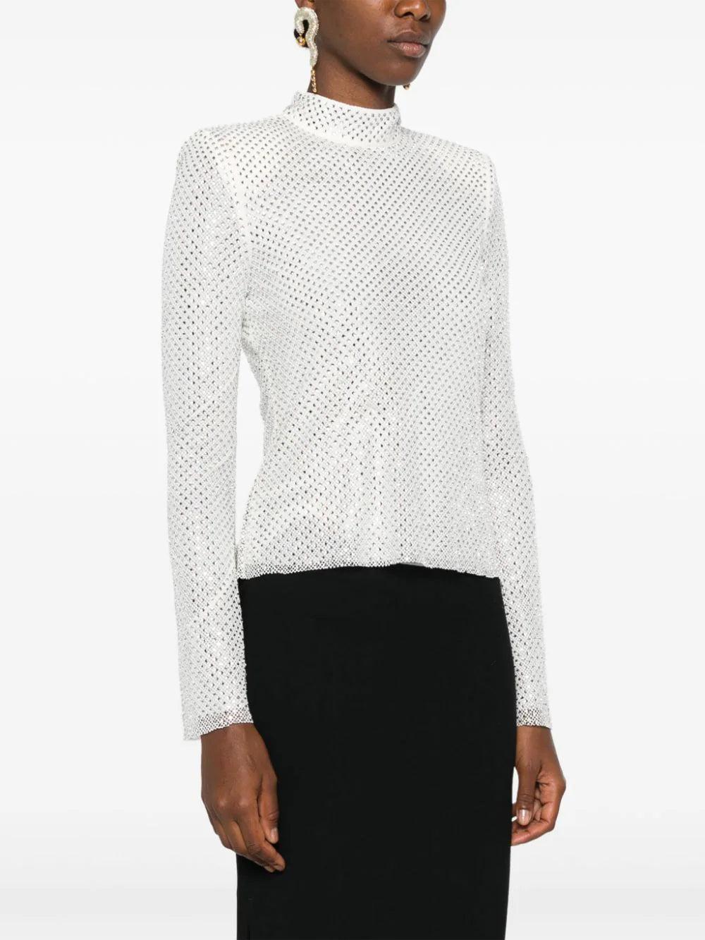 SELF PORTRAIT Rhinestone Fishnet Top