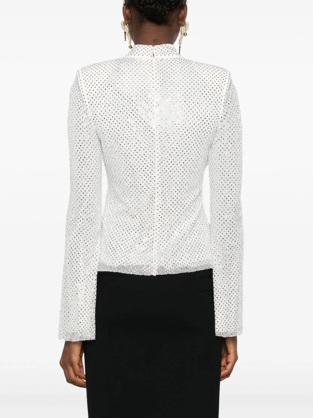 SELF PORTRAIT Rhinestone Fishnet Top