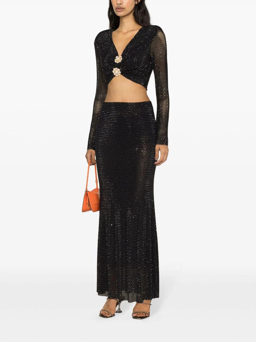 SELF PORTRAIT Rhinestone Maxi Skirt